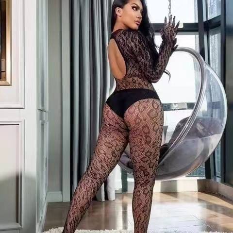 Sheer Fishnet Crotchless Bodysuit
