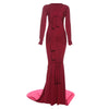 Hollow Long Sleeve Floor-Length Dress