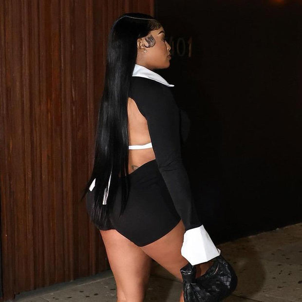 V-Neck Hollow Back Playsuit