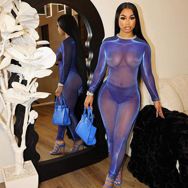 Mesh Printed Jumpsuit