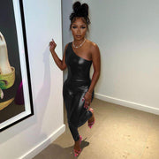 Silver PU Leather Jumpsuit