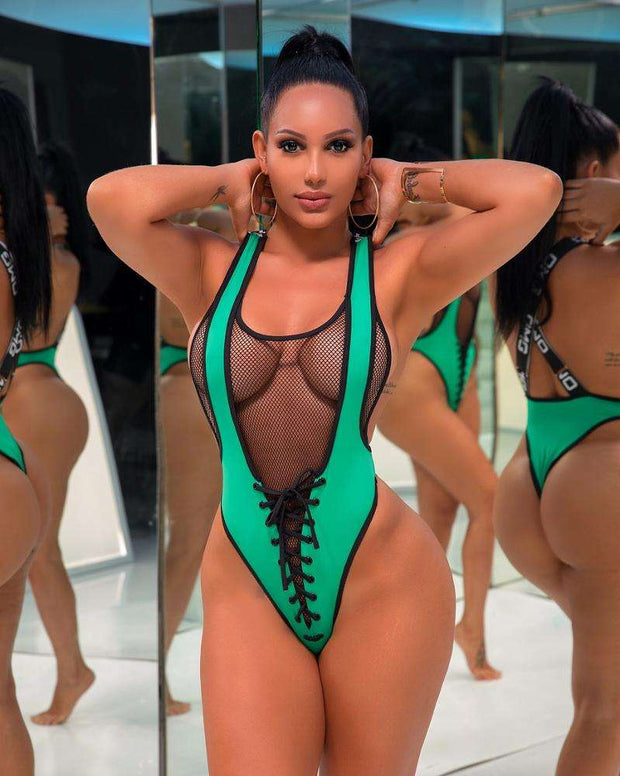 Plus-Size Mesh Bathing Suit