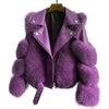 Sheepskin Leather Fox Fur Coat