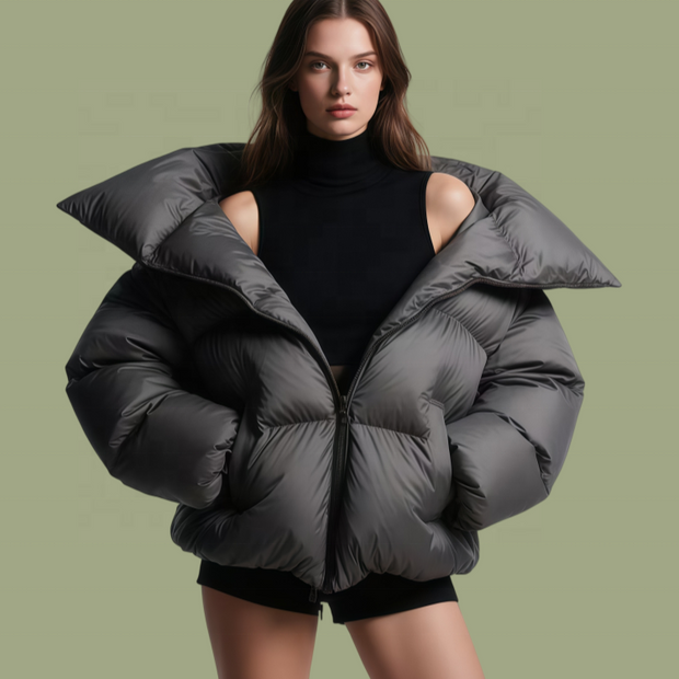 Designer Zip-Up Parka Coat