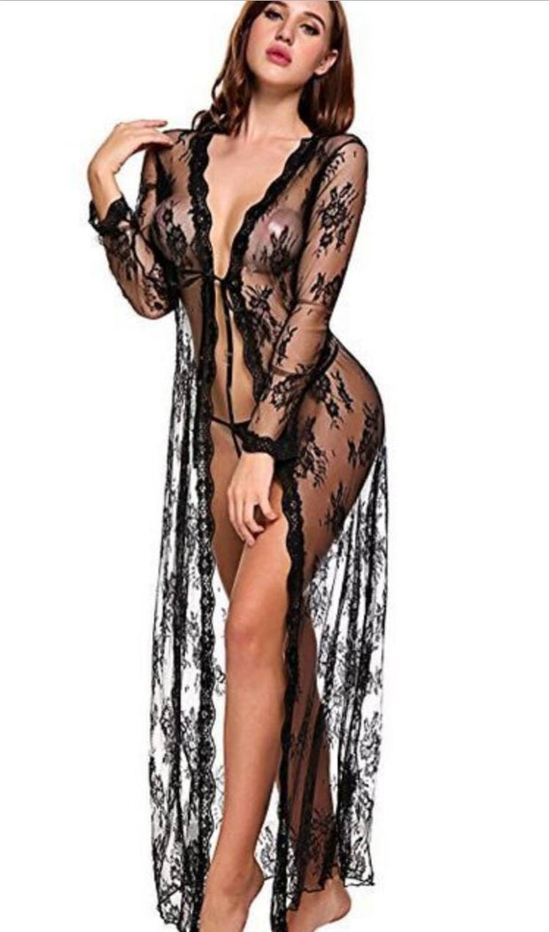 Sheer Lace Lingerie Bathrobe
