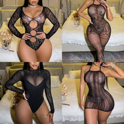 Transparent Fishnet Full-Body Bodysuit