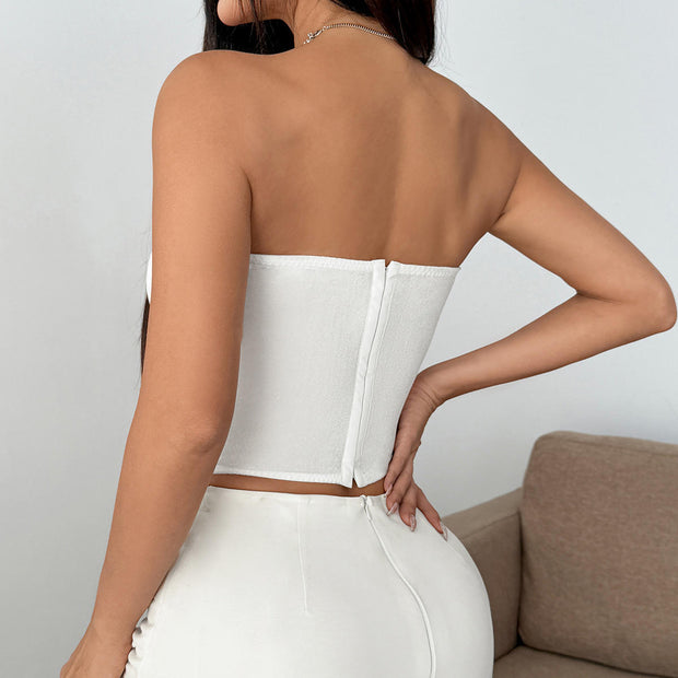 Casual Floral Strapless Tunic Diamond Corset