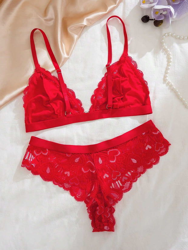 Lace Front Closure Tanga Lingerie Set