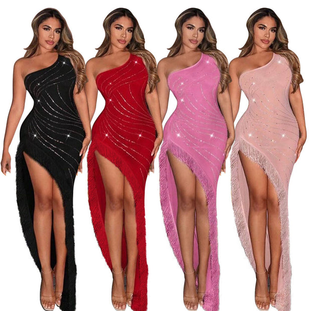 See Through One Shoulder Dress