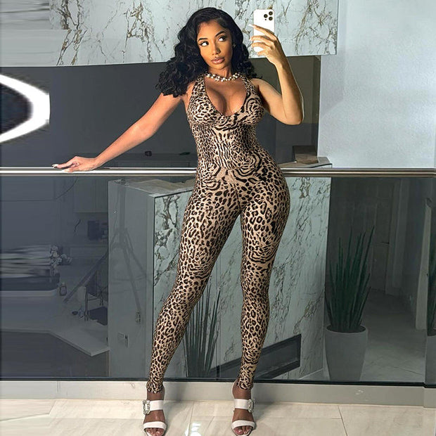 Leopard Print Fitness Jumpsuit