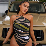 Stripes Print Halter Boutique Bodysuit