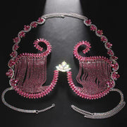 Rhinestone Silver Chest Chain