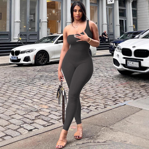 One-Shoulder Sports Jumpsuit