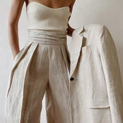 Strapless Linen Pants Suit