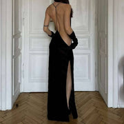 Black Lace Backless Maxi