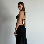 Backless Hollow Out Knitted Maxi Dress
