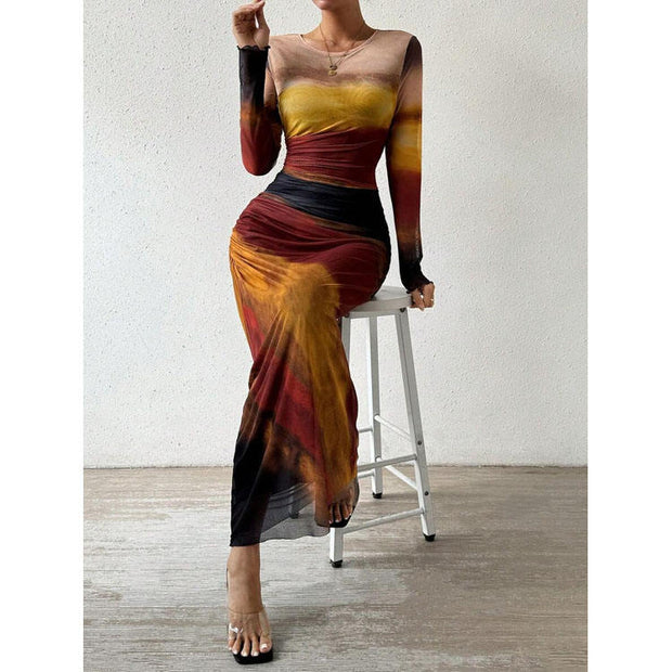 Gradient Mesh Fishtail Dress