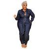 Plus Size Denim Long Jumpsuit
