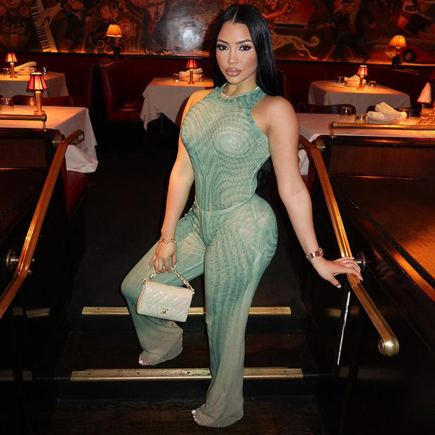 Two-Piece Geometric Bodysuit Set