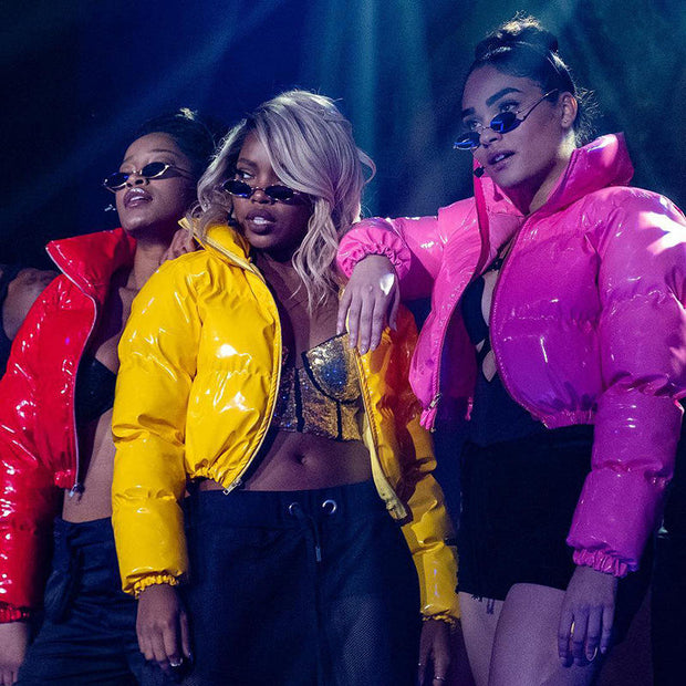 Cropped PU Leather Puffer Jacket