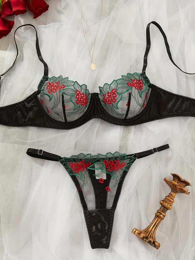 Contrast Lace Lingerie Set