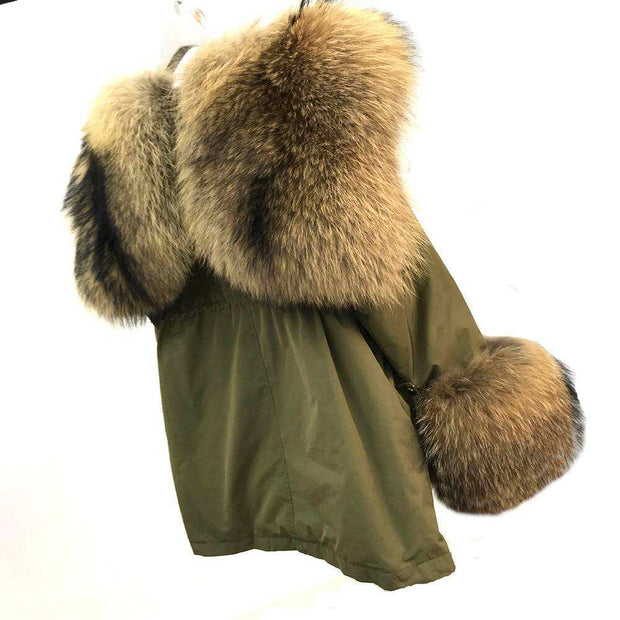 Raccoon Fur Lining Puffer Coat