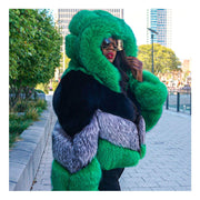 Fluffy Hooded Cropped Fur Coat