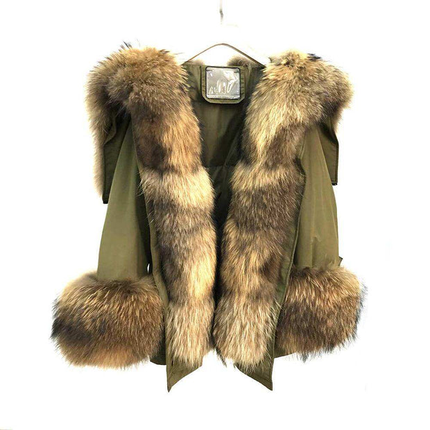Raccoon Fur Lining Puffer Coat