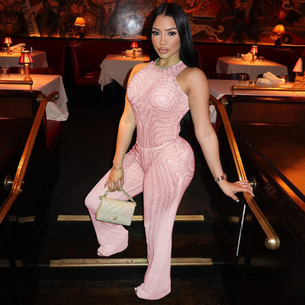 Two-Piece Geometric Bodysuit Set