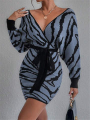 Zebra V-Neck Dress