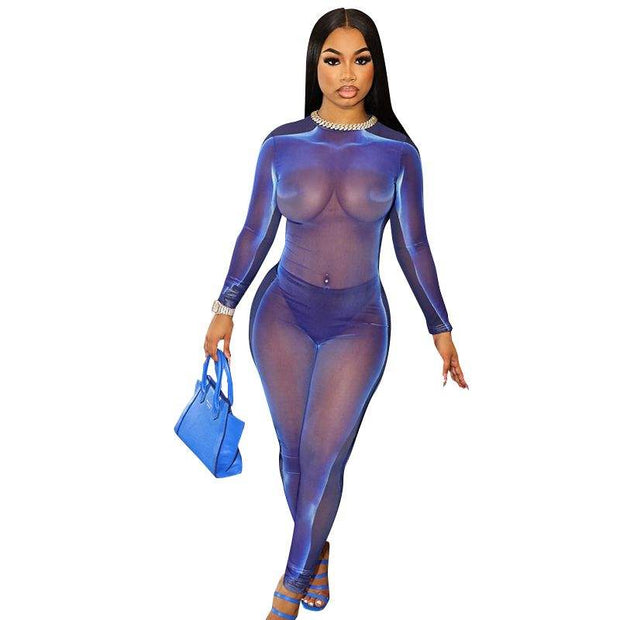 Mesh Printed Jumpsuit