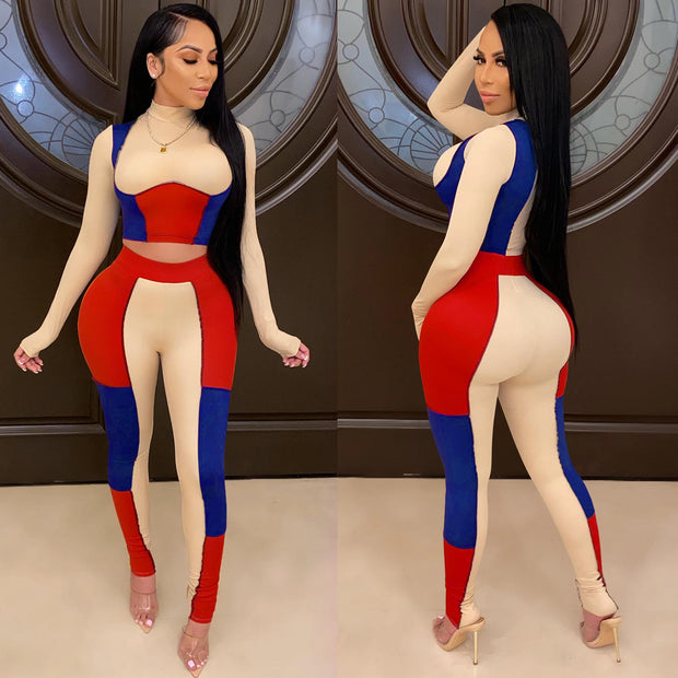 Long Sleeve Crop Top Two-Piece Set