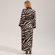 Lace Trim Long Sleeve Robe