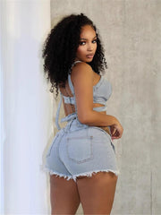 Cut Out Denim 2 Piece