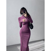 Mock Turtleneck Wrap Dress
