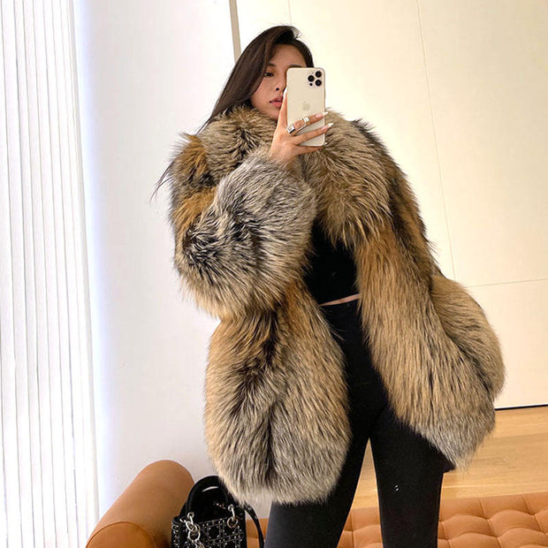 Long Fox Real Fur Overcoat