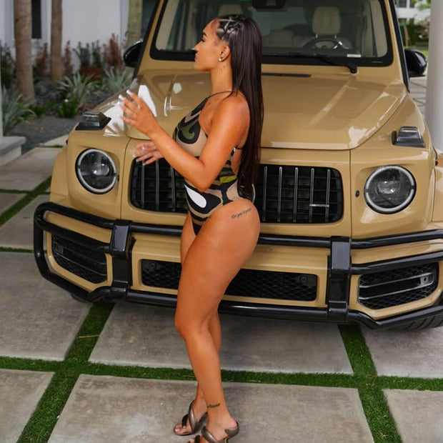 Stripes Print Halter Boutique Bodysuit