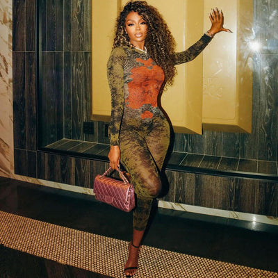 Digital Print One-Piece Jumpsuit