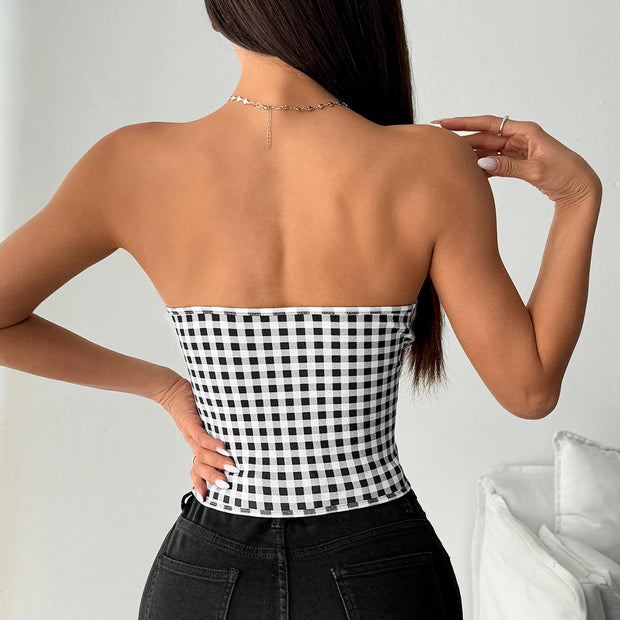 Strapless Plaid Fishbone Corset