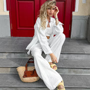 White Cotton Two-Piece Pajama Set