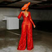 Elegant Deep V-Neck Jumpsuit