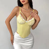 Lace Patchwork Spaghetti Strap Corset Top