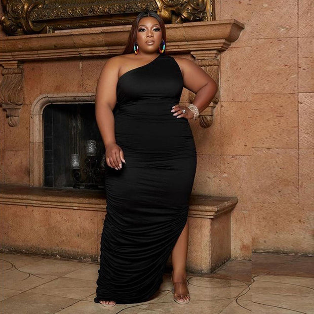 Plus Size One-Shoulder Dress