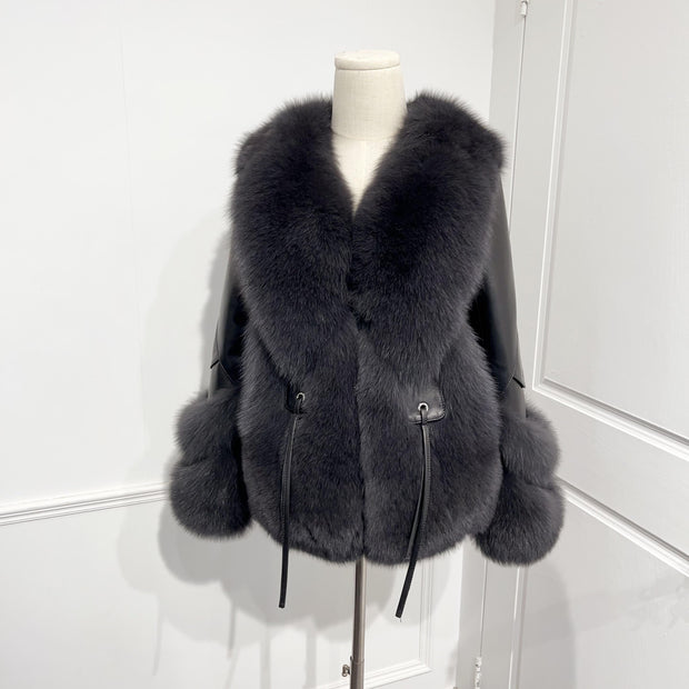Fox Fur Leather Coat