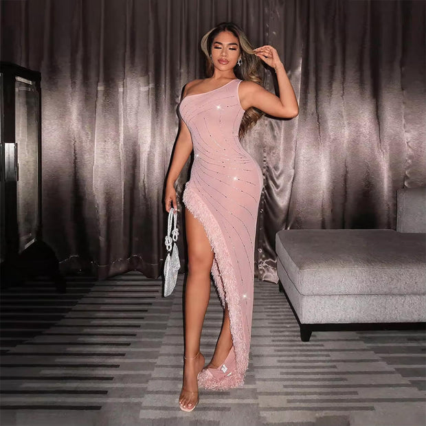 See Through One Shoulder Dress