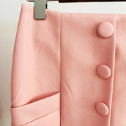 Plus Size PU Leather Button Skirt