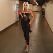 Mesh Patchwork One Piece Jumpsuit