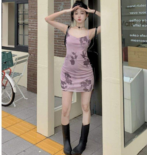 Printed Backless Mini Dress