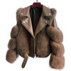 Sheepskin Leather Fox Fur Coat