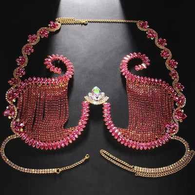 Rhinestone Silver Chest Chain